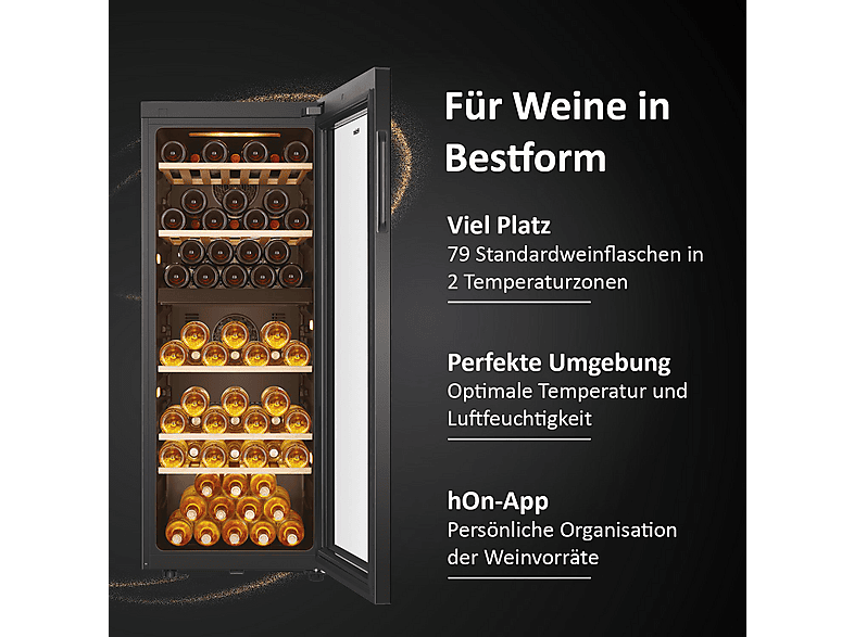 HAIER HWS79GDG 50 SERIE 5 Weinklimaschrank (190 l EEK G, Glas Schwarz)