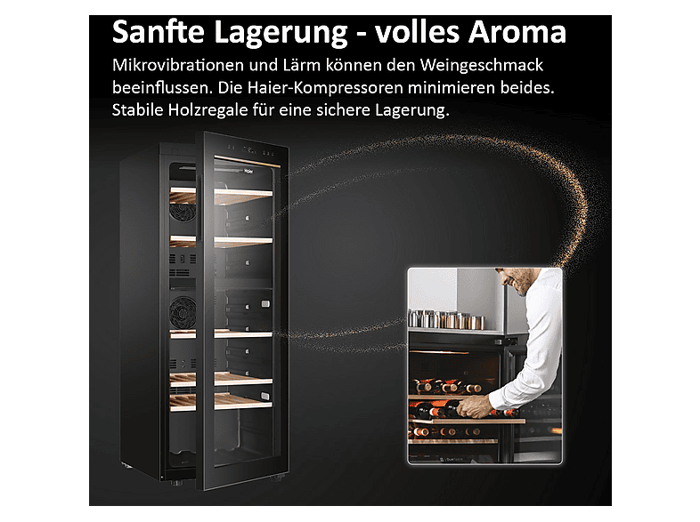 HAIER HWS79GDG 50 SERIE 5 Weinklimaschrank (190 l EEK G, Glas Schwarz)