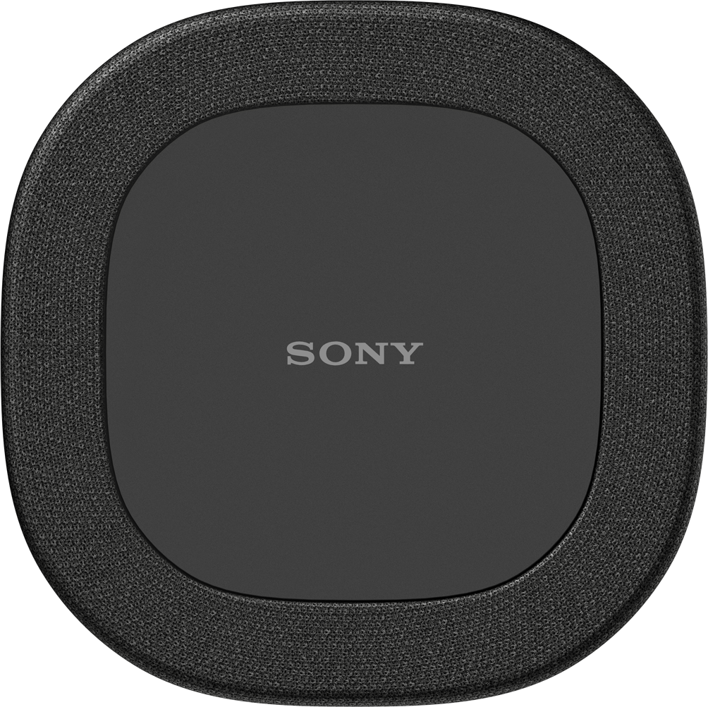 Fekete hangszóró felülnézete. A közepén a SONY szó látható.
