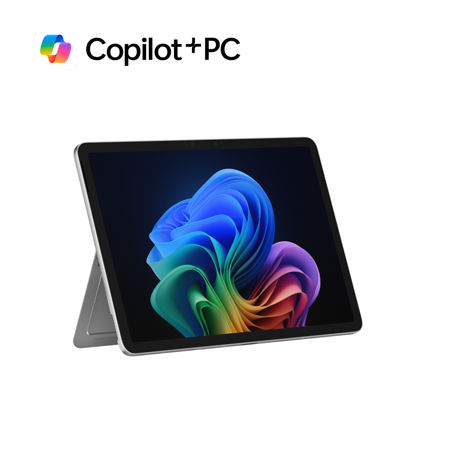 Una tableta con una pantalla colorida. La tableta está apoyada con un soporte plateado. El fondo es oscuro.