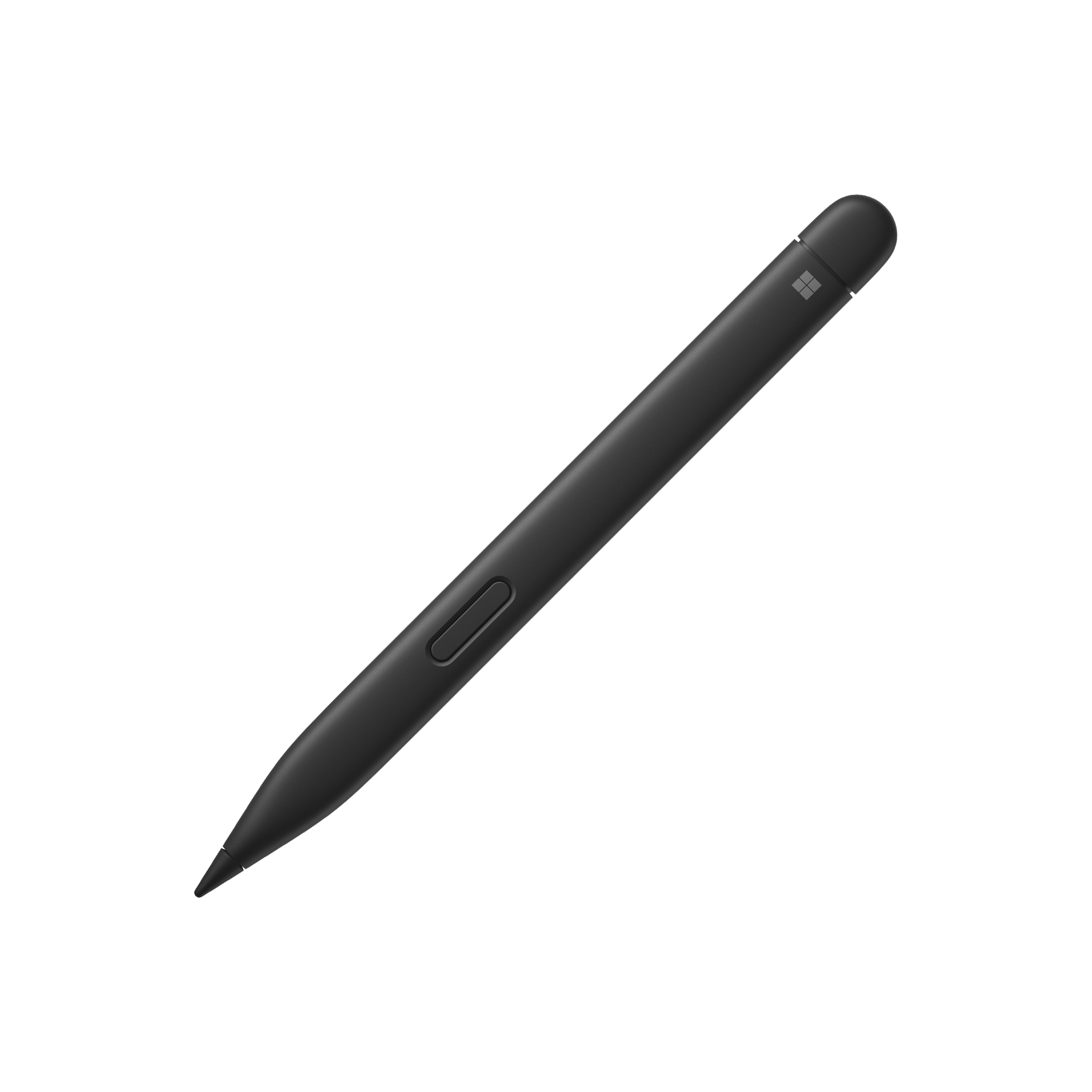 Lápiz Microsoft Surface negro sobre fondo negro.