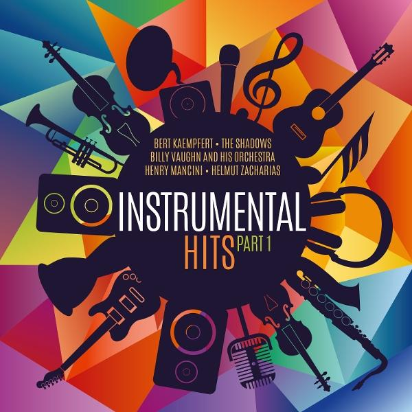 Albumcover mit Musikinstrumenten und Text über Instrumental-Hits.