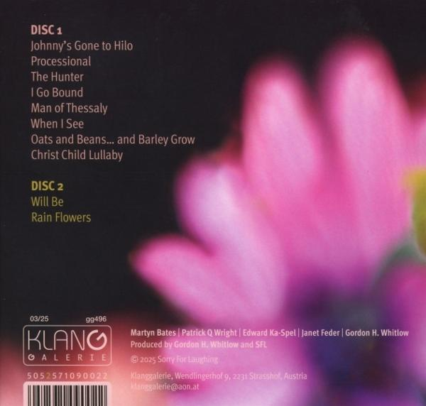 Albumcover. Titelliste, Blume im Hintergrund. Text unten. Rosa und Lila.