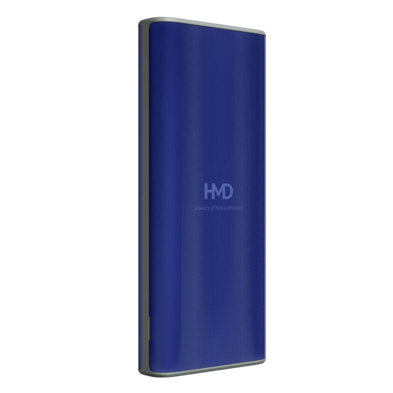 Ein blaues Rechteck mit dem HMD-Logo, beschriftet mit 'Makers of Nokia phones' in Weiß.