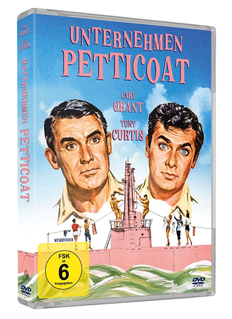 DVD-Hülle mit Cary Grant und Tony Curtis auf dem Cover des Films 'Unternehmen Petticoat'.