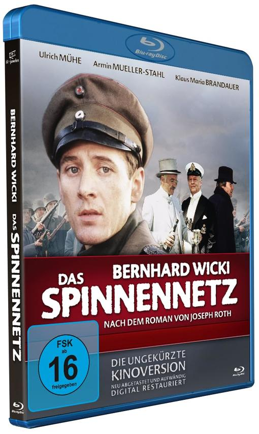 Blu-ray-Cover: Deutscher Film 'Das Spinnennetz', mit einem Schauspieler in Militäruniform.