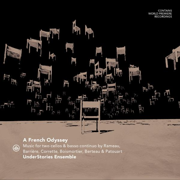 Albumcover mit weißen Stühlen, die vor schwarzem Hintergrund schweben. Titel: A French Odyssey.