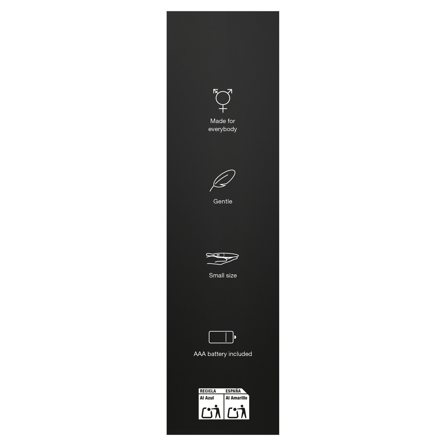 Black background with icons, including a recycling symbol, and text.