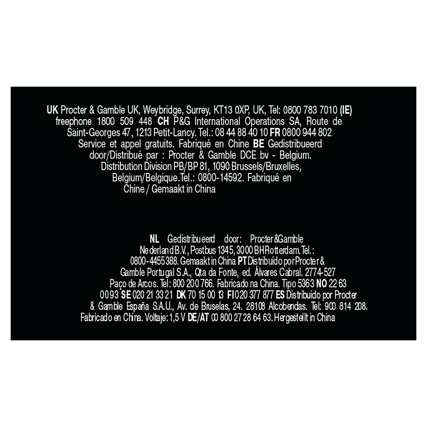 Text on a black background. Information about UK, NL, and ES contact details.