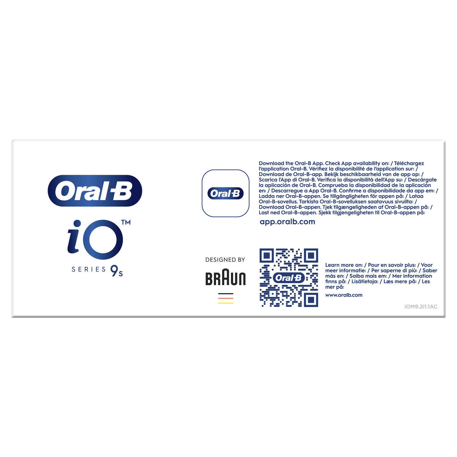 Emballage de la brosse à dents Oral-B iO Series 9s avec marque et code QR.