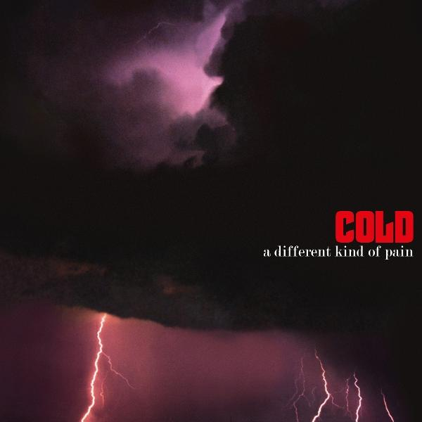 Albumcover mit dunklem Himmel, Blitz und Text. Roter Text in der Mitte.