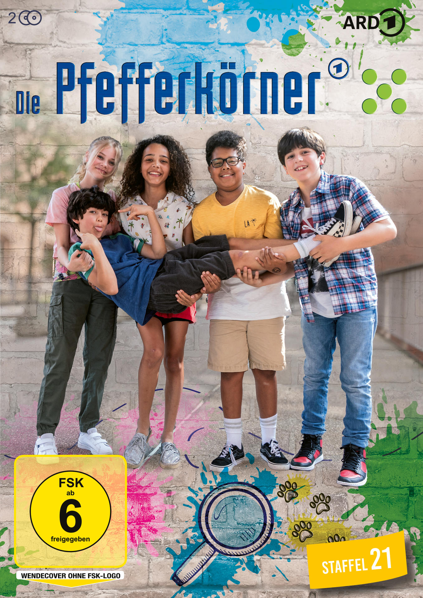 Cover von 'Die Pfefferkörner' mit Kindern, Lupe und einem Altersfreigabe-Badge.