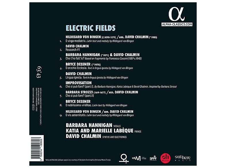 Thumbnail - Electronics) Barbara Hannigan (vocals) - Katia & Marielle Labèque (piano) David Chalmin (synths Electric Fields (CD)