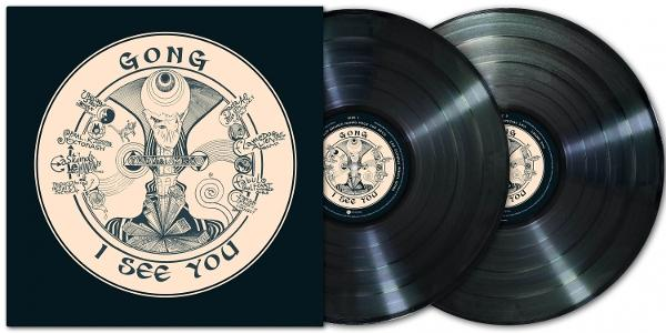 Album-Verpackung mit zwei Vinylplatten, Cover-Art und Text. Das Cover zeigt eine stilisierte Figur.