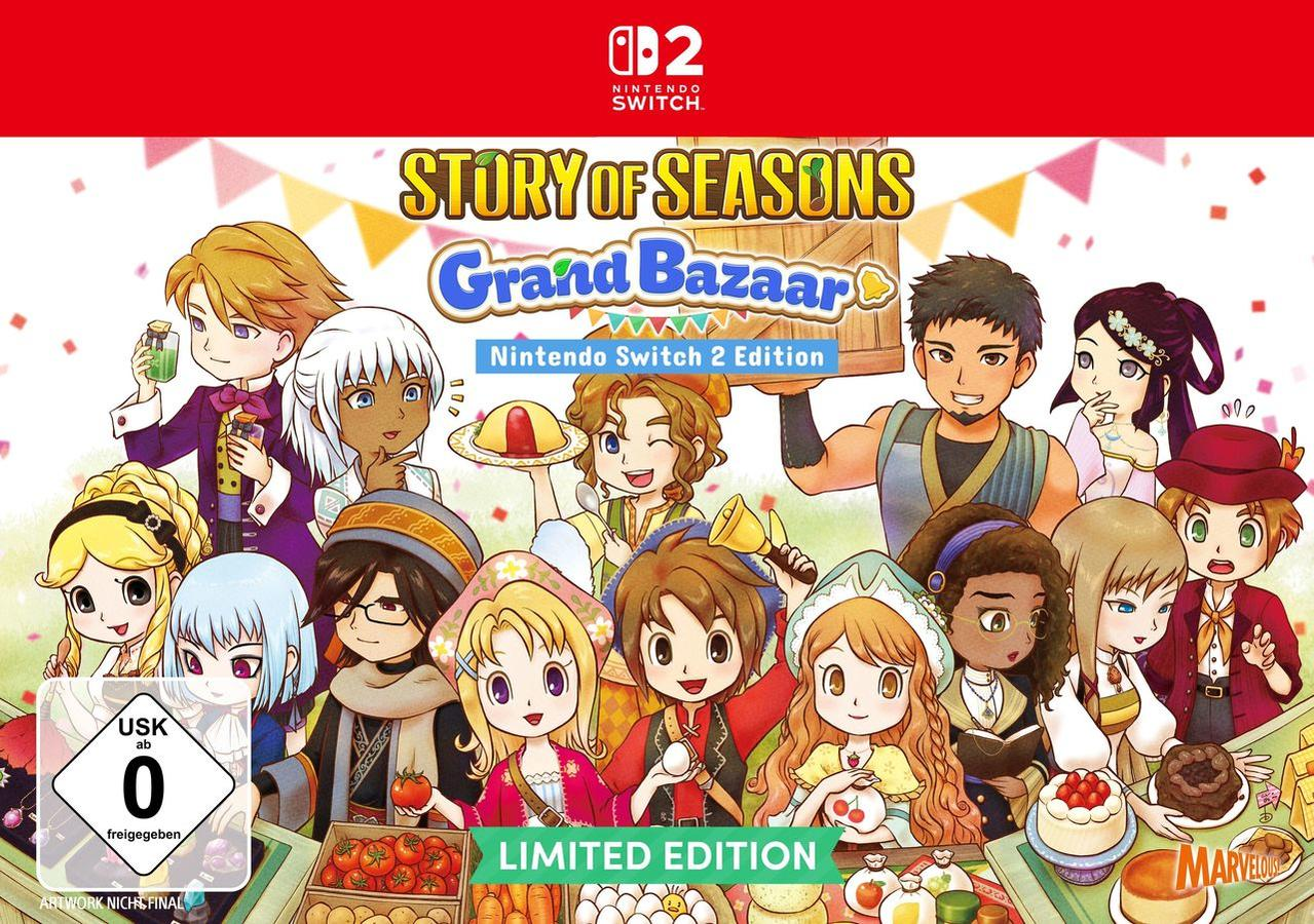 Spielcover mit Zeichentrickfiguren. Der Titel lautet Story of Seasons.