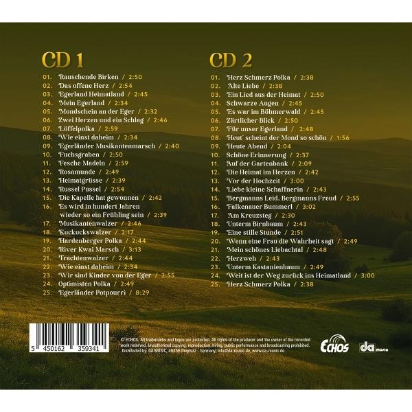 CD mit Text, der deutsche Lieder und Titelzeiten auflistet.