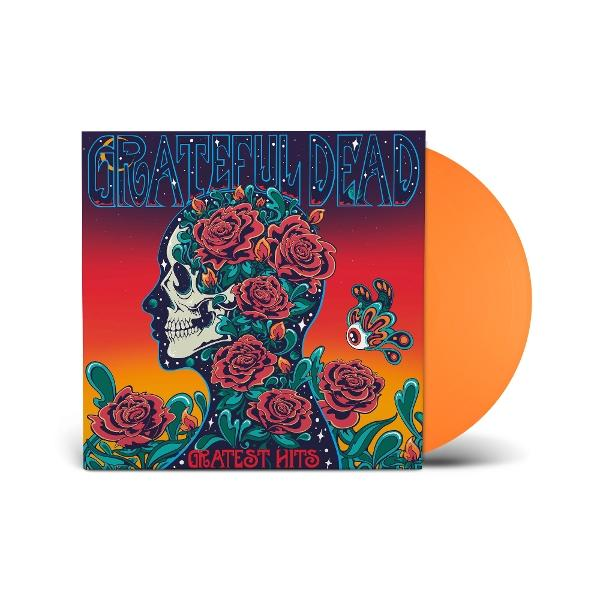 Grateful Dead Albumcover mit einem Totenkopf, Rosen und farbenfrohen Grafiken.
