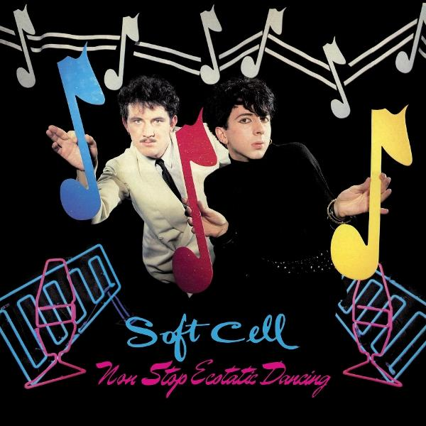 Albumcover, zwei Männer mit Noten, Titel ist 'Soft Cell'.
