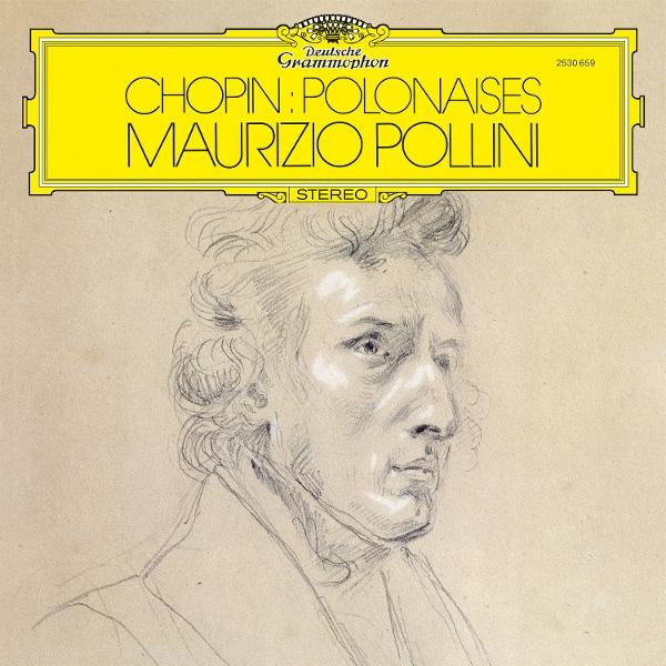 Albumcover: Chopin Polonaises, Porträt eines Mannes im Bleistiftskizzenstil.