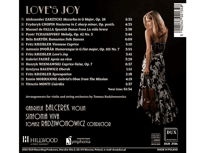 Thumbnail - Balcerek/Radziwonowicz/ Sinfonia Viva - Love's Joy Werke für Violine & Orchester (CD)