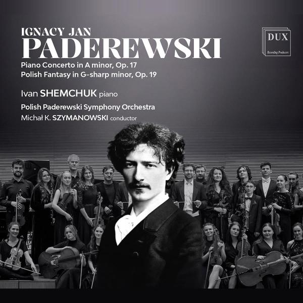 Albumcover mit Orchester und Portrait eines Mannes mit Schnurrbart.