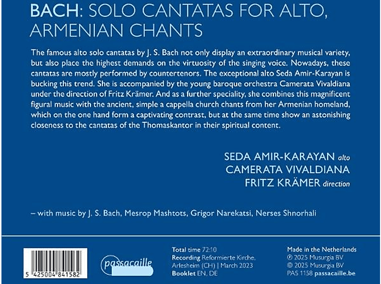 Thumbnail - Amir-Karayan, Seda/Krämer, Fritz/Camerata Vivaldia - Bach: Solo Cantatas for Alto & Armenian chants (CD)