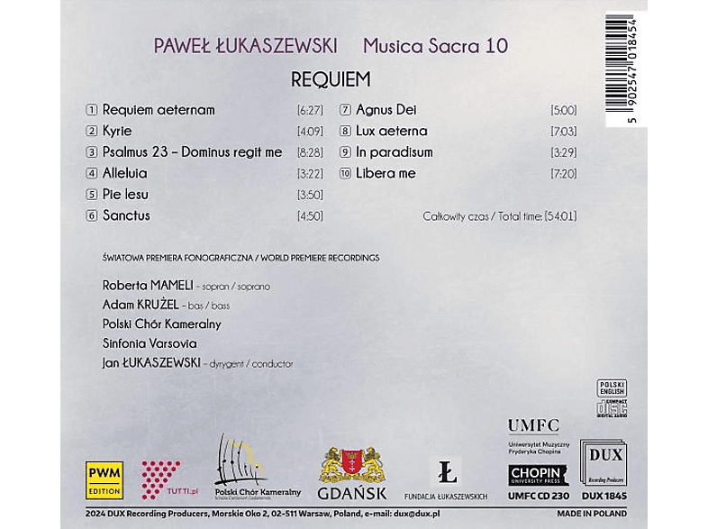 Thumbnail - J./Sinfonia Varsovia Mameli/kruzel/lukaszewski - Requiem Musica Sacra 10 (CD)