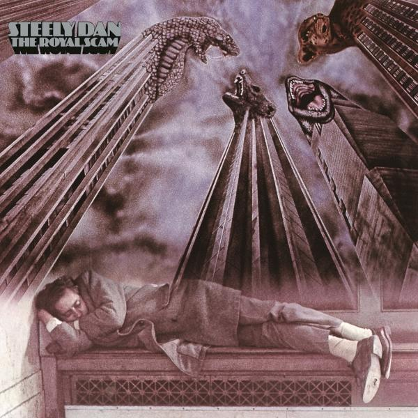 Albumcover mit einem Mann, der auf einem Sims schläft, Gebäude darüber.