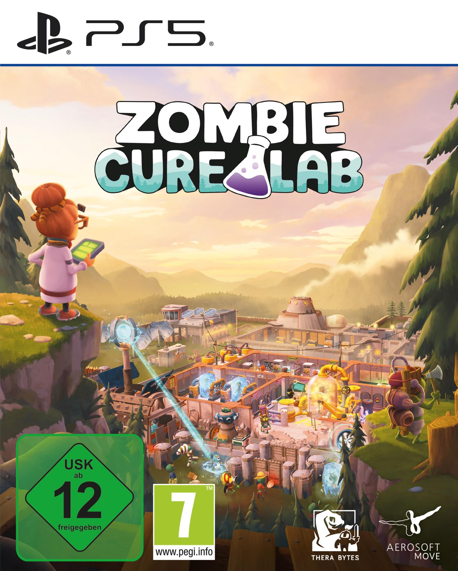Spielecover für Zombie Cure Lab. Eine Frau in einem Laborkittel schaut auf ein Tablet.