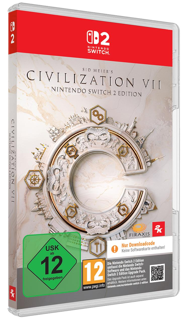 Videospielhülle für 'Civilization VII' für Nintendo Switch. Enthält das Logo des Spiels und einen weißen Hintergrund.