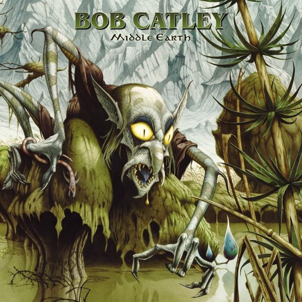 Cover-Art eines grünen Monsters mit langen Krallen, ein Goblin, in einem Sumpf. Text: Bob Catley Middle Earth.