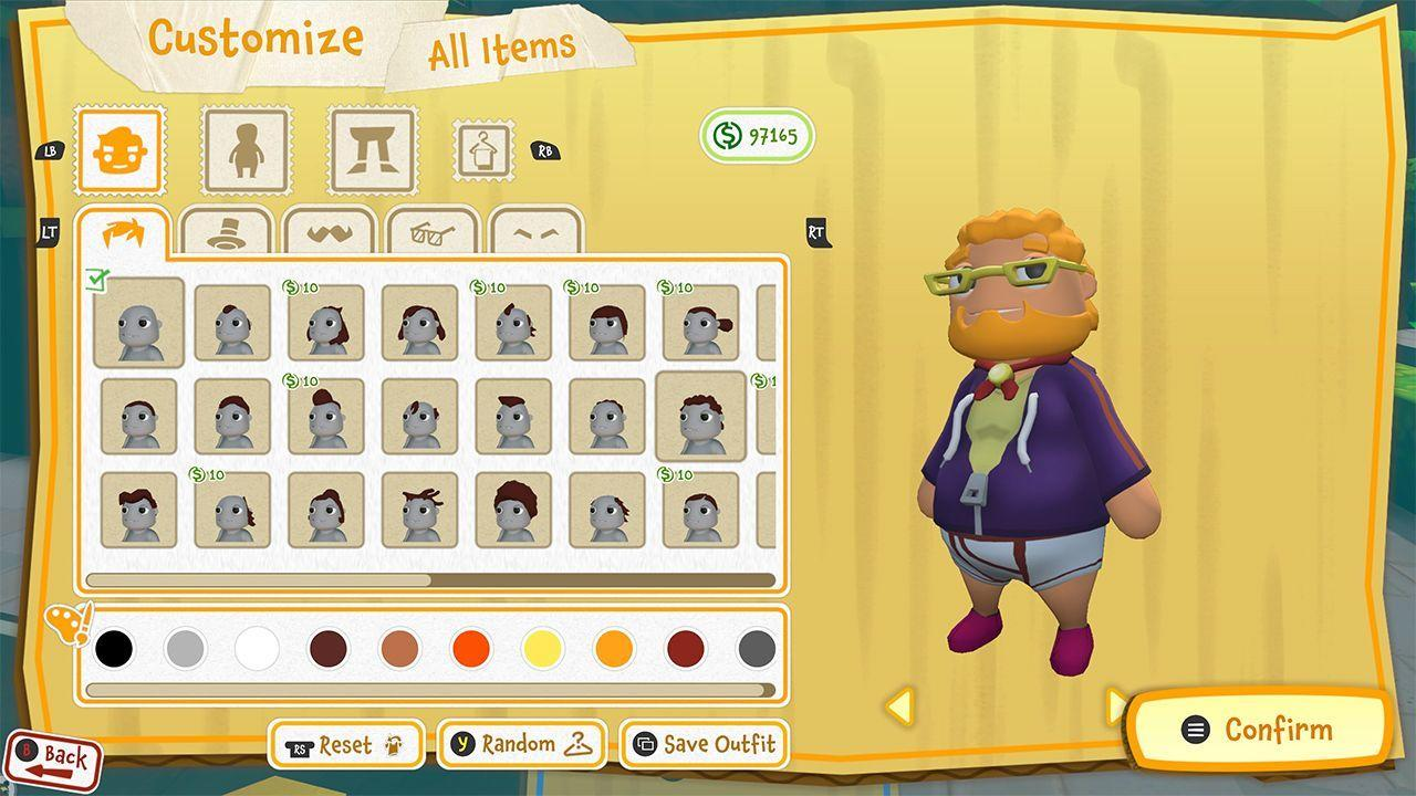 Game-Oberfläche: Charakteranpassung. Ein Mann mit Schnurrbart und Brille wird gezeigt.