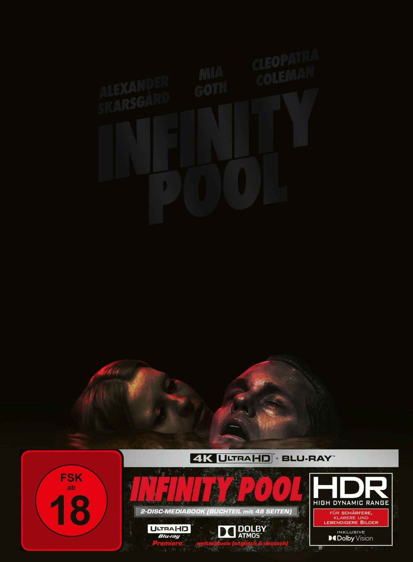 Filmplakat: Zwei Gesichter im Wasser, Titel Infinity Pool, FSK 18.