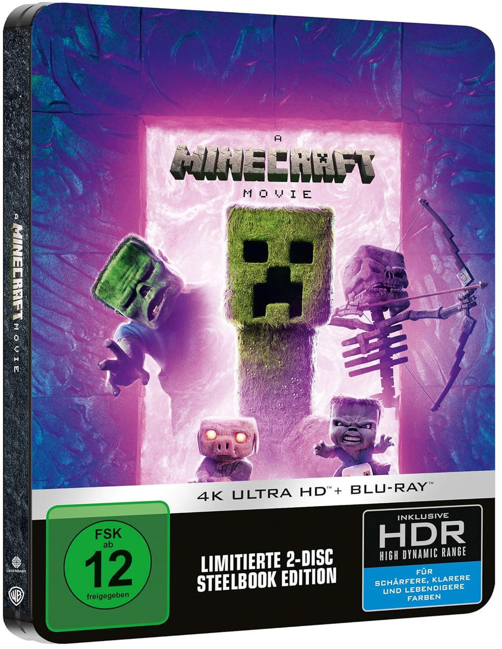 Minecraft-Film-Blu-ray-Hülle mit Charakteren.