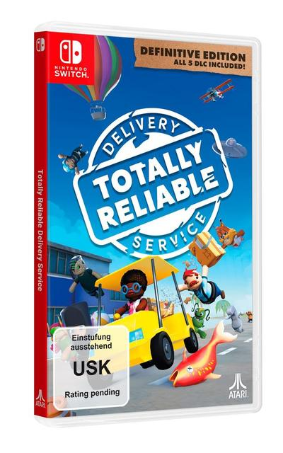 Eine Videospielhülle mit einer Zeichentrickszene eines Zustelldienstes mit einem gelben LKW.