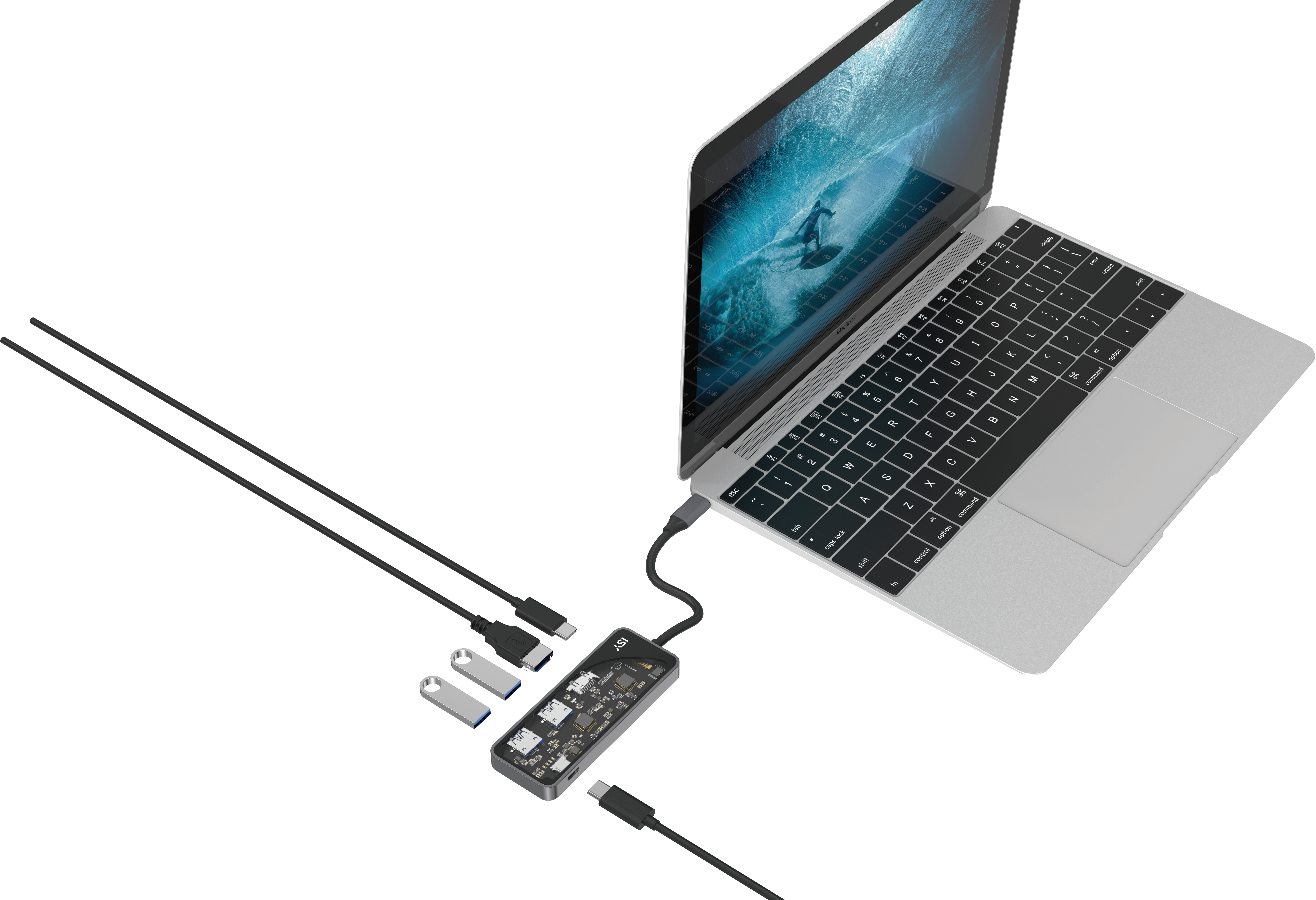 Adapter multiportowy USB-C z Power Delivery.