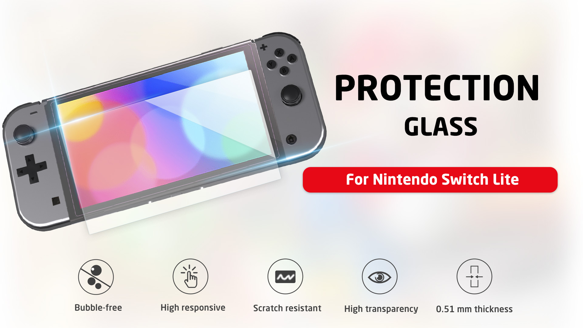 Una Nintendo Switch Lite con una protezione schermo.