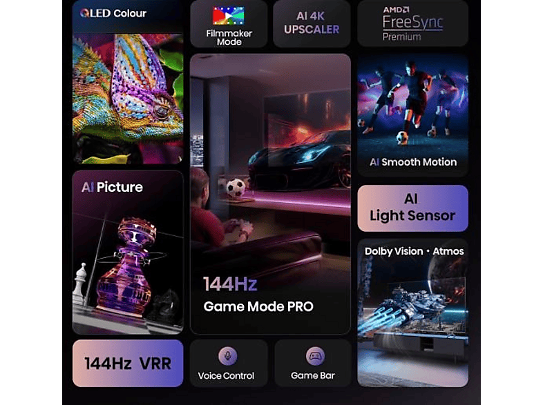 Telewizor HISENSE 75E7Q Pro 75" QLED 4K 144Hz VRR VIDAA Dolby Vision Dolby Atmos HDMI 2.1 – zdjęcie 2