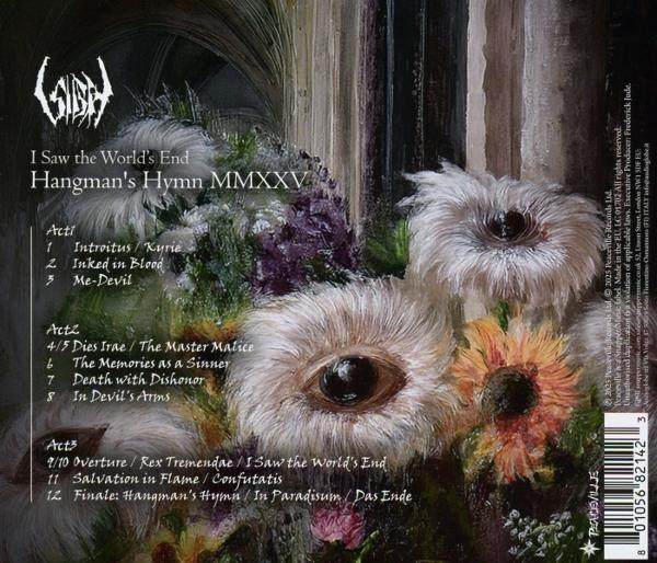 CD-Cover mit Blumenmalerei und Text: 'I Saw the World's End'. Songliste sichtbar.