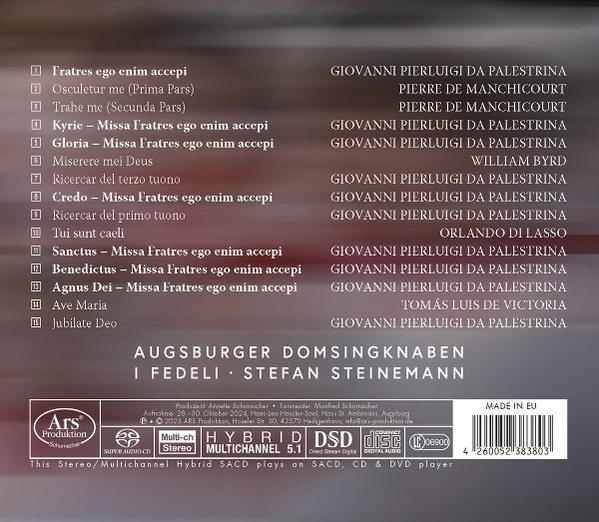 CD-Rückseite mit einer Liste von Liedern und Informationen.