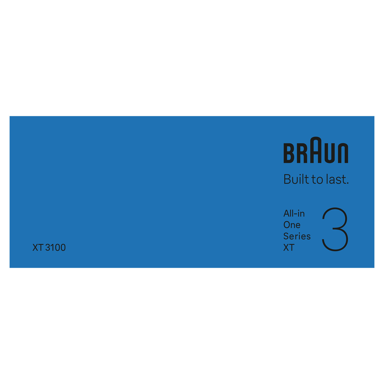 Blue background with Braun text and product info.
