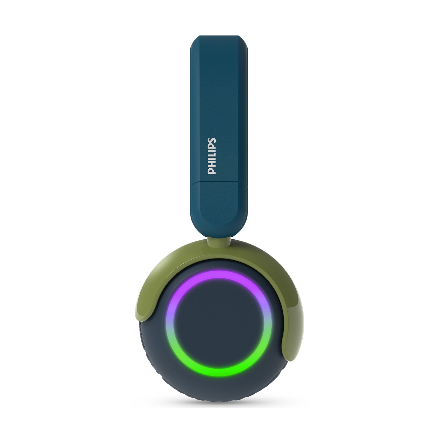 Cuffie over-ear con fascia blu.