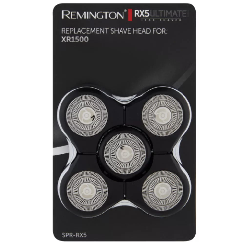 Remington borotvafejek fekete csomagolásban. Szöveg a cserélhető fejekről.