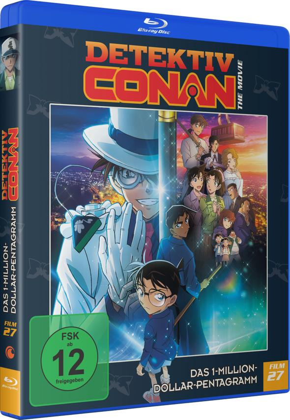 Detective Conan Anime DVD-Cover. Conan steht vorne, andere Charaktere im Hintergrund. Blaues Thema.
