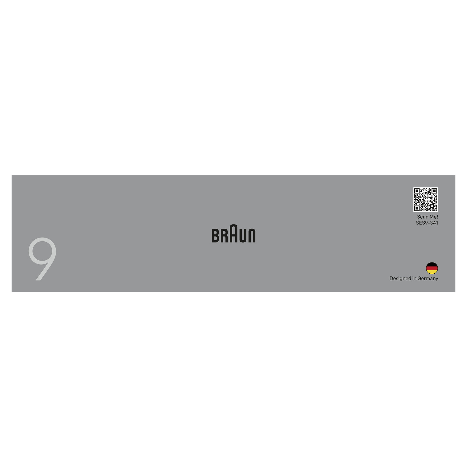 Een grijze Braun-doos met het Braun-logo en het nummer 9.