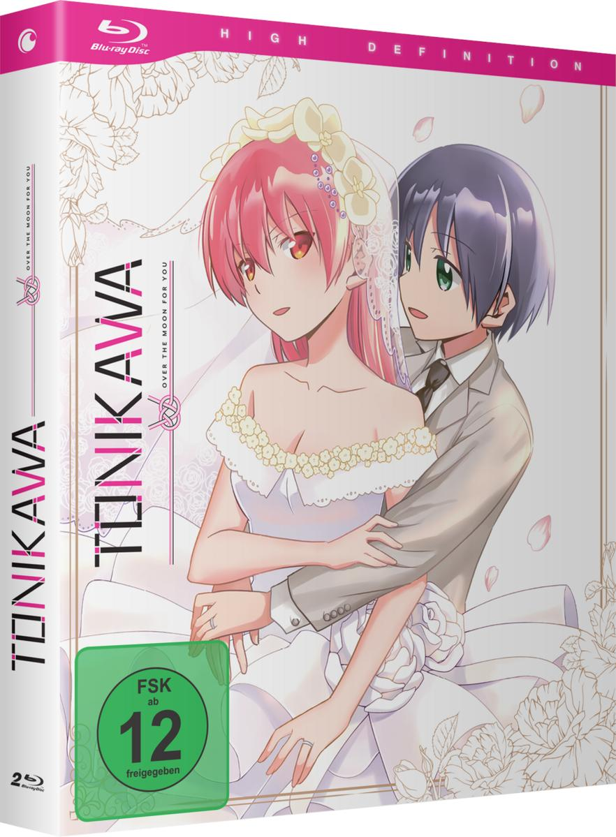 DVD-Cover-Art für Tonikawa. Ein Paar in Hochzeitskleidung. Titel: Over the Moon for You.