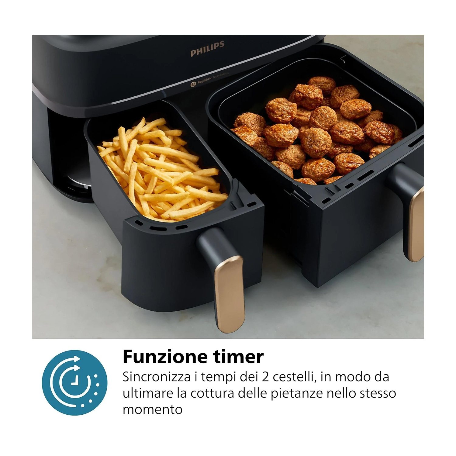 PHILIPS Airfryer Serie 3000 da 9L NA353/10 FRIGGITRICE AD ARIA, capacità 9 l, Max potenza 2750 W, Bianco