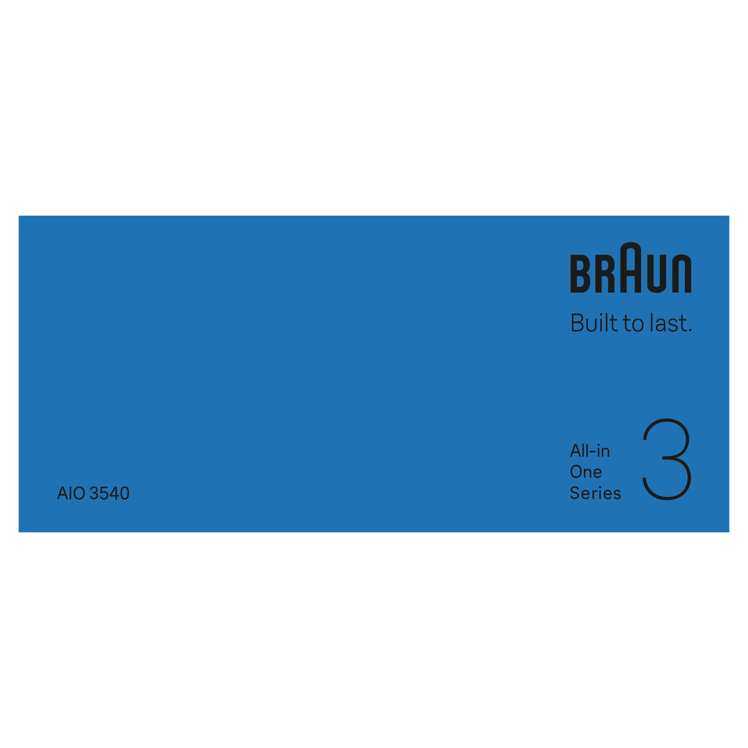 Blue background with white text and the Braun logo. It says All-in-One Series 3.