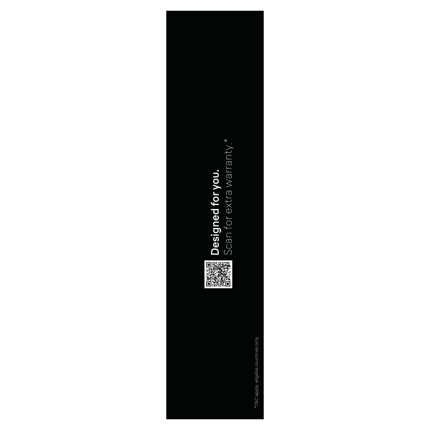 A black background with the words 'Designed for you' and a QR code.