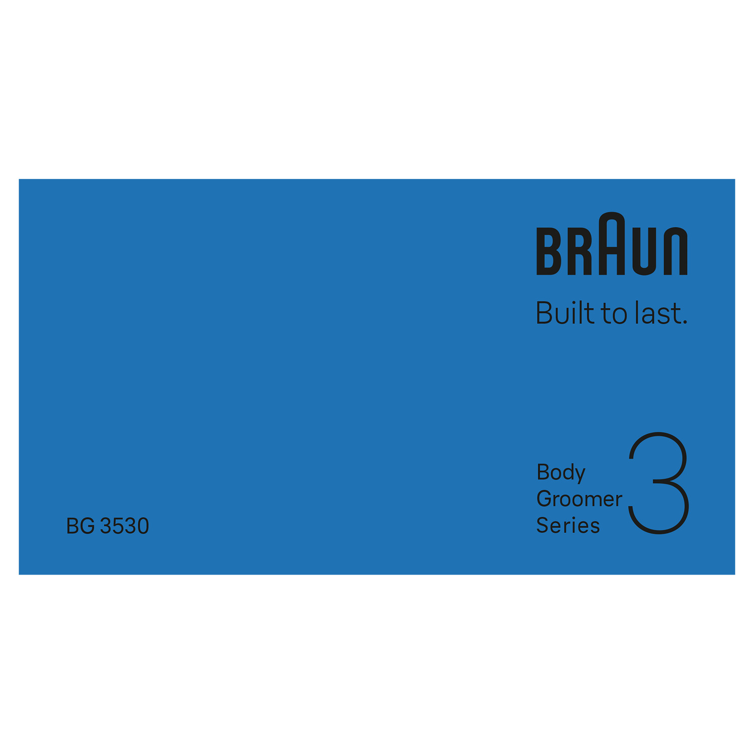 A blue background with the Braun logo and text 'Built to last' and 'Body Groomer Series 3'.